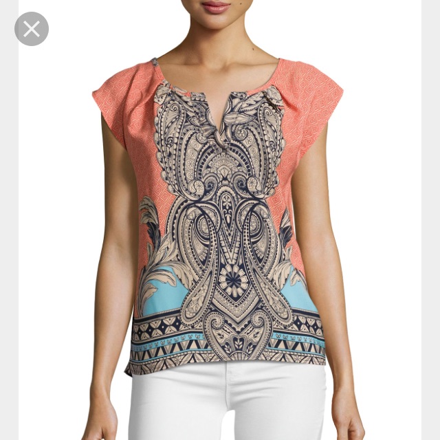 Fraiche By J Paisley Cap-Sleeve Tunic